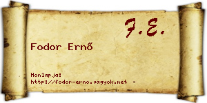 Fodor Ernő névjegykártya